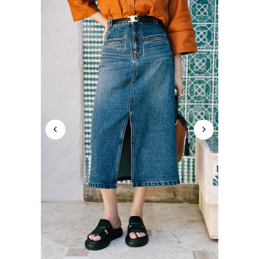 Petite Studio NYC Pippa Denim Midi Skirt Denim Womens Size XXS/XS 0/2 Petite